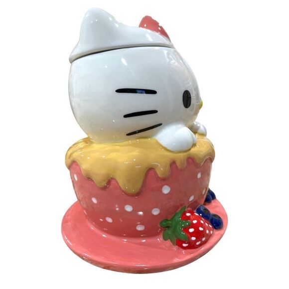 NWT VALENTINE HELLO KITTY x BLUE SKY TEA CUP COOKIE JAR - Picture 5 of 6